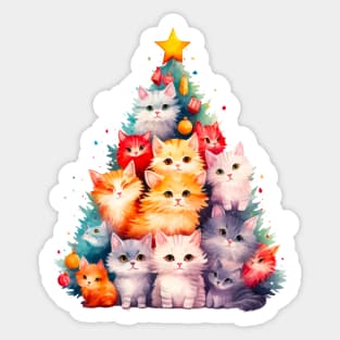 Cat Christmas Tree Sticker